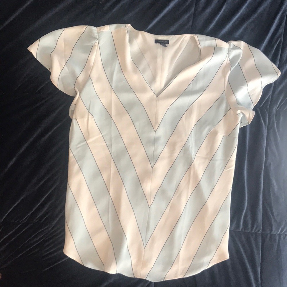 Ann Taylor v-stripped shirt